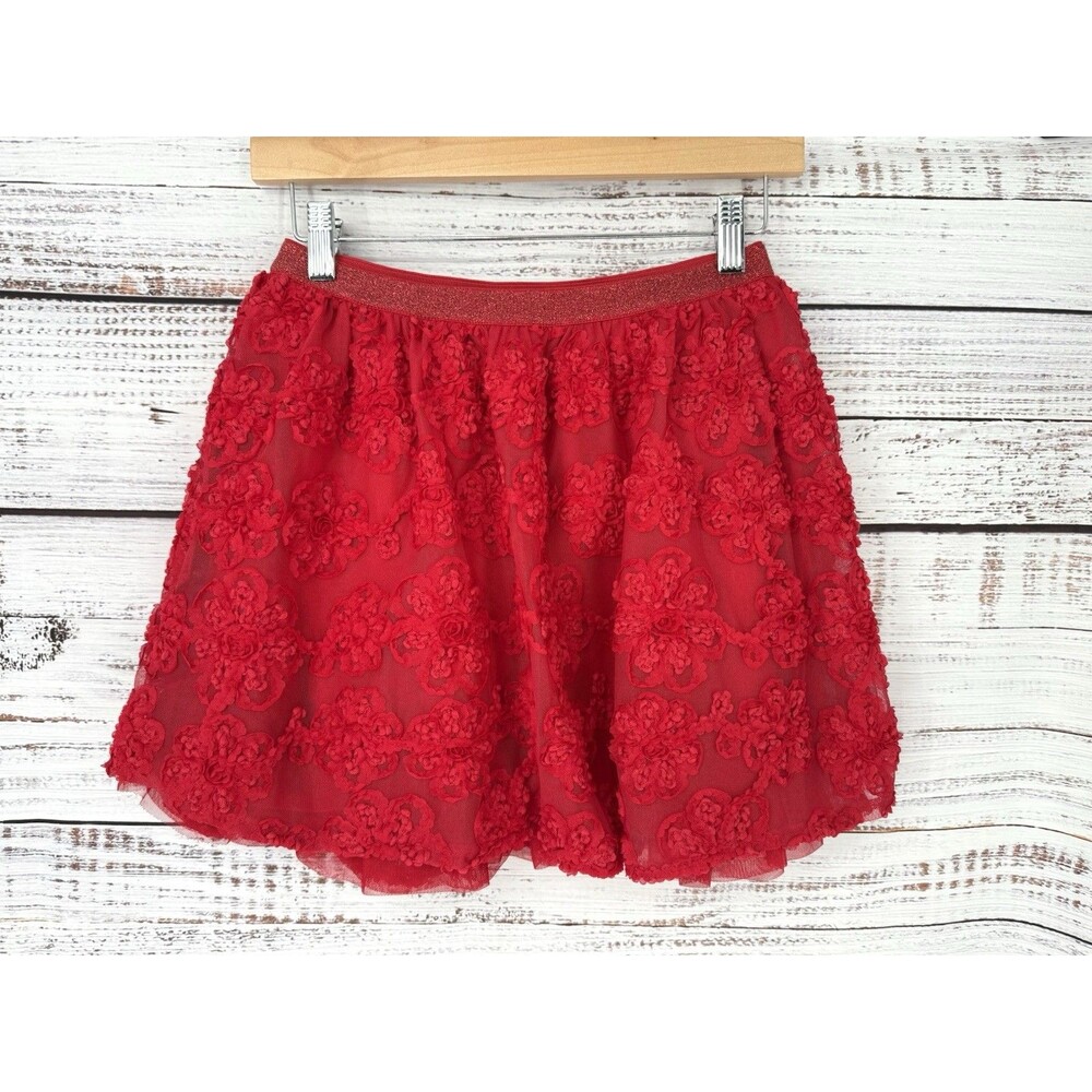 1989 Children’s Place Girls‎ Red Rosette Skirt Size L Full Tulle Holiday (10/12)